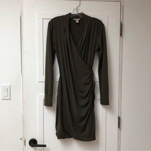 Banana Republic faux wrap long sleeve jersey knit double layer army green M